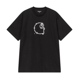 Carhartt Work in Progress Carhartt Wip, T-Shirts, male, Black, Size: L Barbwire C T-Shirt