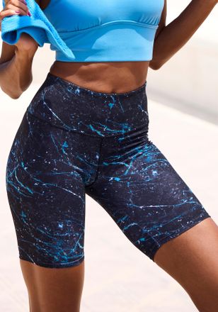 Active By Lascana Shorts LASCANA ACTIVE, Damen, Gr. XS (32/34), N-Gr, blau (schwarz, blau), Obermaterial: 82% Polyester, 18% Elasthan, bedruckt, gemustert, mehrfarbig, 