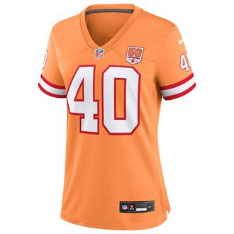 Nike Mike Alstott Tampa Bay Buccaneers 50th Anniversary Womens Nike Womens NFL Game Jersey in Orange | 67NW01OSW6R-V21