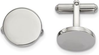 Diamond2Deal Stainless Steel Polished Circle Cufflinks