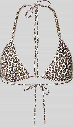 Michael Kors Bikini-Oberteil mit Allover-Animal-Print in Black, Gr&ouml;&szlig;e XL