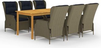 vidaXL Juego De Comedor Para Jard&iacute;n 7 Piezas Marr&oacute;n Vidaxl