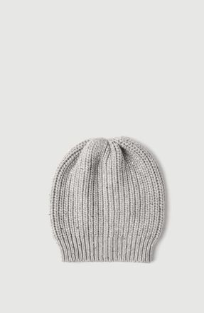 Brunello Cucinelli Cashmere and silk Diamond yarn knit beanie in Pebble at Nordstrom, Size X-Large