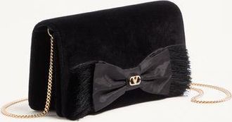 Valentino Garavani Mini Borsa A Tracolla Vlogo Signature In Velluto Donna NERO UNI