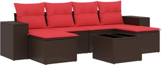 No Brand Maison Exclusive - Set Divani Da Giardino 7 Pz Con Cuscini Marrone In Polyrattan