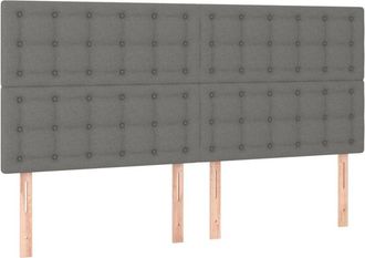 vidaXL Cabecero Con Luces Led Tela Gris Oscuro 200x5x118/128 Cm Vidaxl