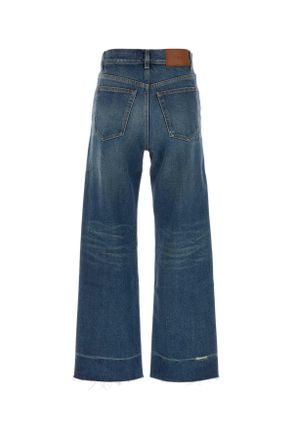 Chlo&eacute; Womens High-Waist Cropped Denim Jeans Blue Cotton