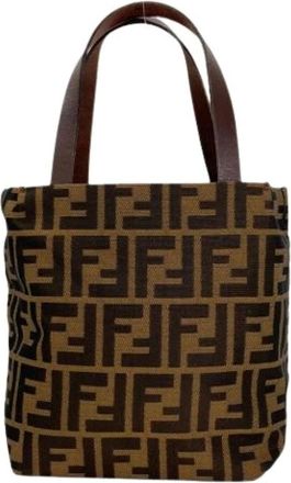 Fendi Pre-owned Tote Bags, female, Brown, Size: ONE SIZE Pre-owned Vintage Canvas Tote Bag