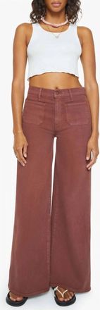 Mother Patch Pocket Undercover Sneak Wide Leg Pants In Cats And Dogs- Friar Brown
