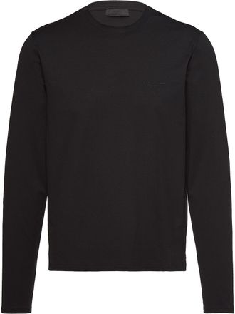 Prada T-shirt a maniche lunghe con ricamo - Nero