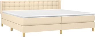 vidaXL Vidaxl - Cama Box Spring Con Colch&oacute;n Tela Color Crema 200x200 Cm