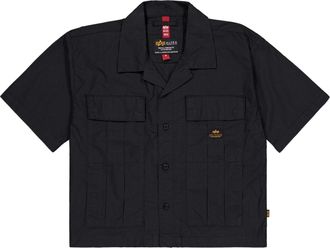 Alpha Industries Print-Shirt ALPHA INDUSTRIES Short Sleeve Cargo Shirt W, Damen, Gr. XS, schwarz, Obermaterial: 100% Baumwolle, Shirts Print-Shirt
