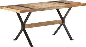 vidaXL Vidaxl - Mesa De Comedor De Madera De Mango Rugosa 160x80x76 Cm