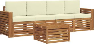 vidaXL Conjunto De Sof&aacute;s De Exterior 5 Uds. Natural Y Crema Vidaxl