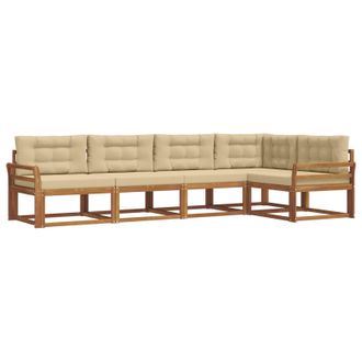 vidaXL Conjunto De Sof&aacute;s De Exterior Con Coj&iacute;n 5 Pcs Natural Y Beige Vidaxl