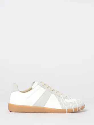 Maison Margiela Replica Bicolour Trainers in Leather and Suede with White Stitch