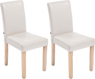 Clp Set De 2 Sillas De Comedor Ina En Cuero Sint&eacute;tico Crema Natural