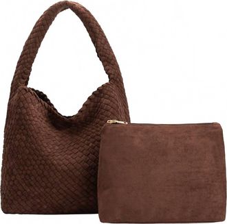 Melie Bianco Womens Johanna Recycled Vegan Suede Shoulder Bag
