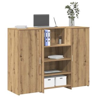 Berkfield Home Reception Desk Artisan Oak 135x50x103.5 cm Engineered Wood in Brown