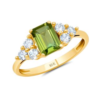 MAX + STONE 10k Yellow or White Gold Gemstone Emerald Cut Birthstone Anniversary Ring