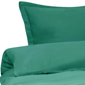 Beliani Conjunto De Funda De Edred&oacute;n Moderna De Sat&eacute;n De Algod&oacute;n 200 X 200 Cm Verde Parkrose