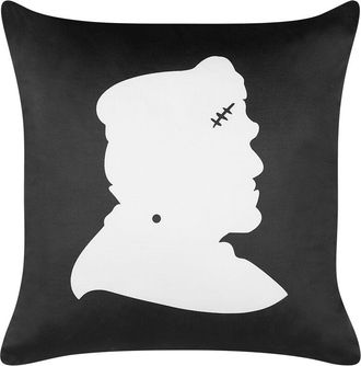 Beliani Coj&iacute;n De Terciopelo Negro Blanco 45 X 45 Cm Frankenstein Halloween Franklinia