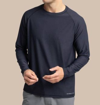 Southern Tide Brilliant Performance Long Sleeve Tee In Caviar Black