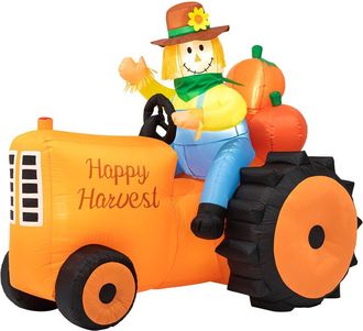 Glitzhome Handmade 7Ft Fall Lighted Inflatable Tractor Decor