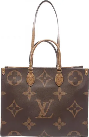 Louis Vuitton Beige Brown Coated Canvas Handbag Tote Bag (Pre-Owned)
