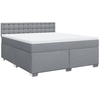 vidaXL Vidaxl - Cama Box Spring Con Colch&oacute;n Tela Gris Claro 180x200 Cm