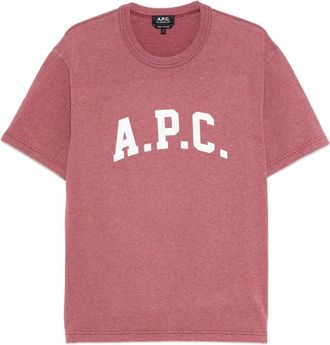 A.P.C. A.p.c., Tops, Heren, Rood, XL, Katoen, T-shirt met ronde hals en bedrukt logo