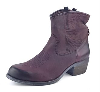 Wrangler Carson Tex Leather Burgundy Womens Ankle Western Boots - Size UK 4