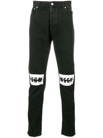 Msgm ripped logo jeans - Black