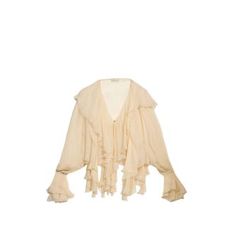 Blumarine Ruffled Crepe-de-chine Blouse