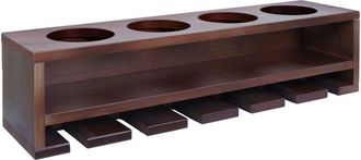 Hhg [nunca Usado] Botellero Hhg-703, Botellero/vasero De Pared Para 4 Botellas/6 Vasos, Madera, Certificado Mvg, 12 X 48 X 12 Cm, Marr&oacute;n