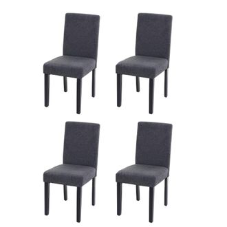 Hhg Juego De 4 Sillas De Comedor Silla De Cocina Littau, Textil, Gris Antracita, Patas Oscuras