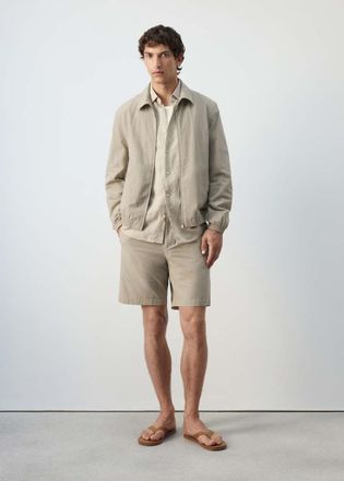 Mango Bermuda slim-fit 100% cotone microquadri beige - Uomo - 44 - MANGO MAN
