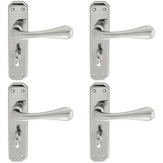 Loops 4x PAIR Heavy Duty Lever on Angular Bathroom Backplate 180 x 40mm Chrome