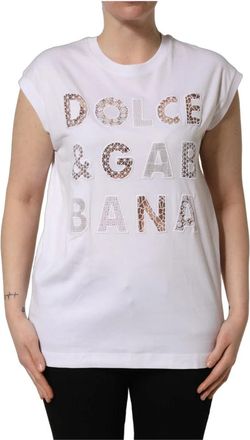 Dolce & Gabbana Tanktop met ronde hals - Dames - T-shirts - Wit - 2XS - Katoen - Tops