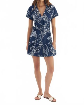 Hutch Birgin Mini Dress In Navy White Dramatic Vining Iris