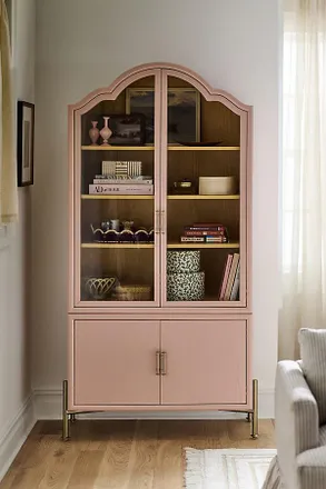 Anthropologie Livia 78 Glass & Wood Storage Hutch