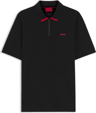 HUGO BOSS Contrast-logo polo shirt in cotton piqu&eacute;