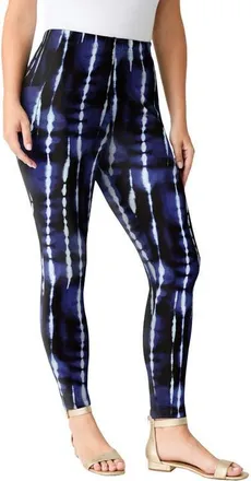 Roaman's Side Pocket Essential Legging in Navy Variegated Tie Dye at Nordstrom, Size 28