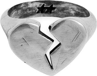 TwoJeys Broken Heart Ring - Heren - Ringen - Grijs - 53 MM - Accessoires