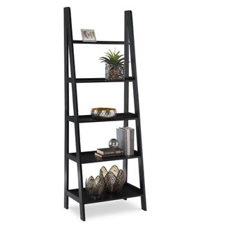 Linon Acadia Ladder Bookshelf, Black