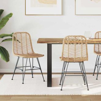 vidaXL vidaXL Sedia da pranzo 2 pcs Naturale 44 x 47 x 85 cm Rattan e Ferro