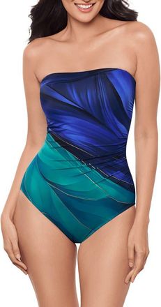 Miraclesuit Maldiva Avanti Strapless One-Piece Swimsuit in Blue Multi at Nordstrom, Size 14