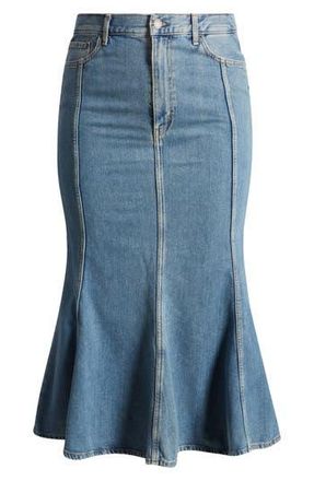 COS Paneled Flared Denim Skirt in Blue Medium Dusty Windsor at Nordstrom Rack, Size 10