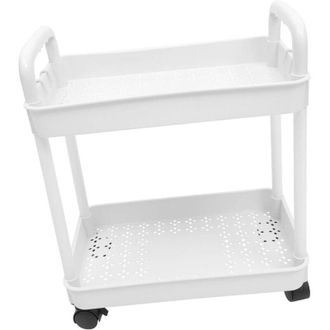 OEM Carro De Doble Capa Con Puerta, Cesta M&oacute;vil De Doble Capa Para Almacenamiento, Estante Para Carro De Almacenamiento - Blanco-crezuo