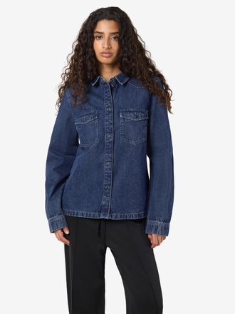 Noisy May Jeansbluse NOISY MAY NMNEW SIGNE L/S DENIM SHIRT VI002MB NOOS, Damen, Gr. XL, blau (medium blau denim), Denim/Jeans, Obermaterial: 100% Baumwolle, uni